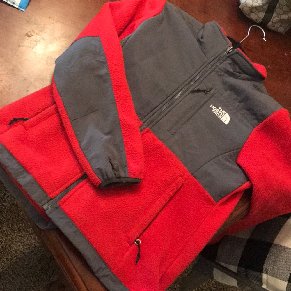 Red north face jacket EUC
